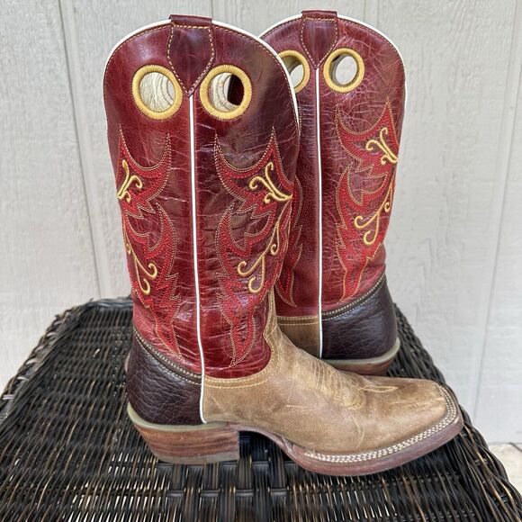 Arango Cowboy Boots Mens Size USA 6 Mex 25 Red Embroidered Western Rodeo - Picture 8 of 12